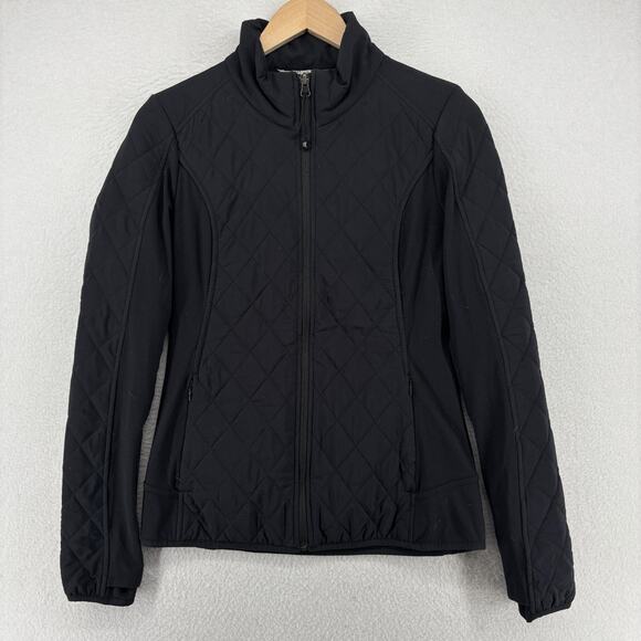 ATHLETA Jacket S Upside Quilted Full Zip Outdoor Athleisure Stretch Black - Picture 2 of 16